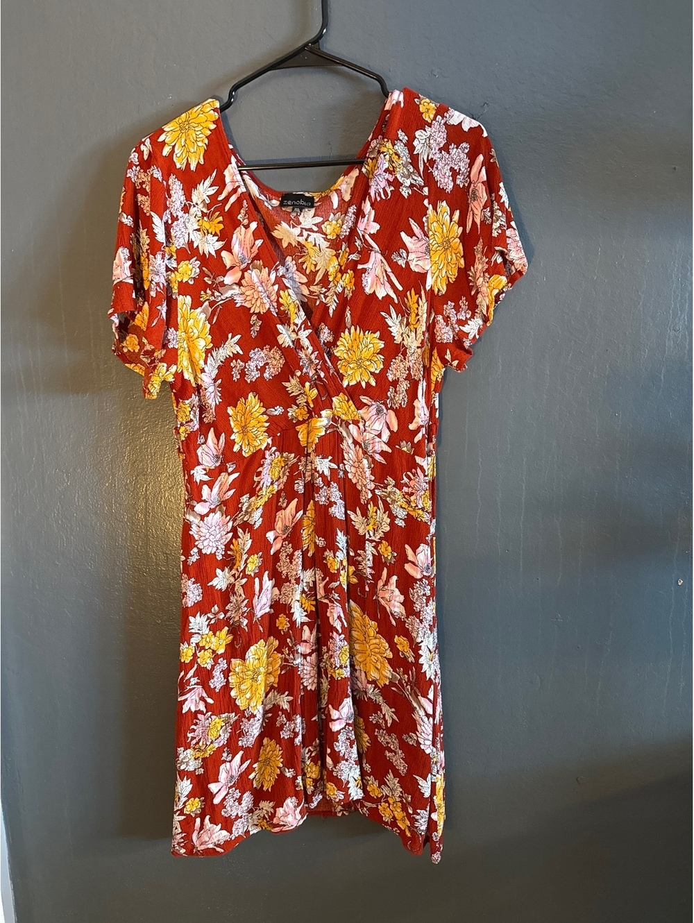 Zenobia Floral Print Short Sleeve Dress Size 1XL